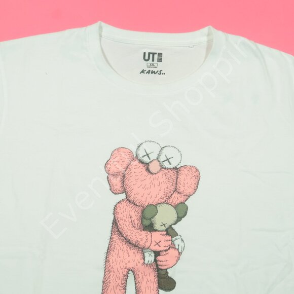 Kaws x Uniqlo T Shirt Mens XL White Pink BFF Limited Edition FLAW - Picture 1 of 6
